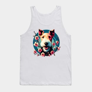 Wire Fox Terrier Joy in Spring with Cherry Blossoms and Flowers Tank Top